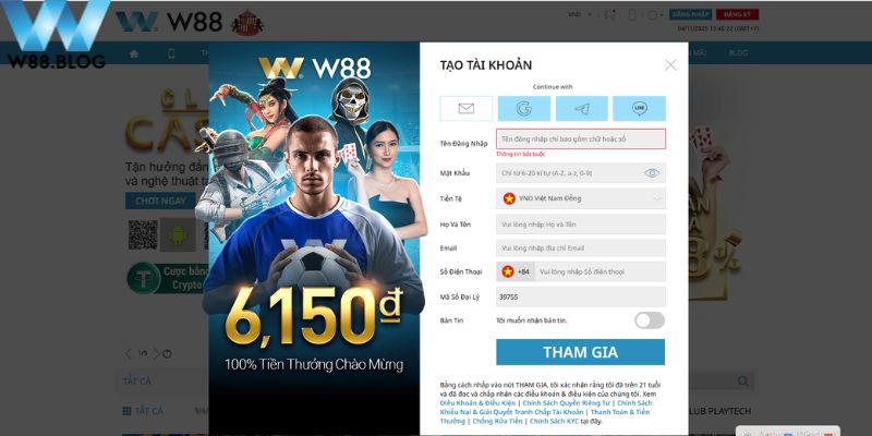 Hướng dẫn nhanh cách bắt đầu tại W88